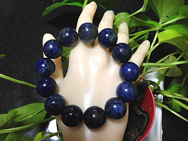 天然石 ラピスラズリ17.5ｍｍ玉ブレスレット 内周19.7cm  180101360