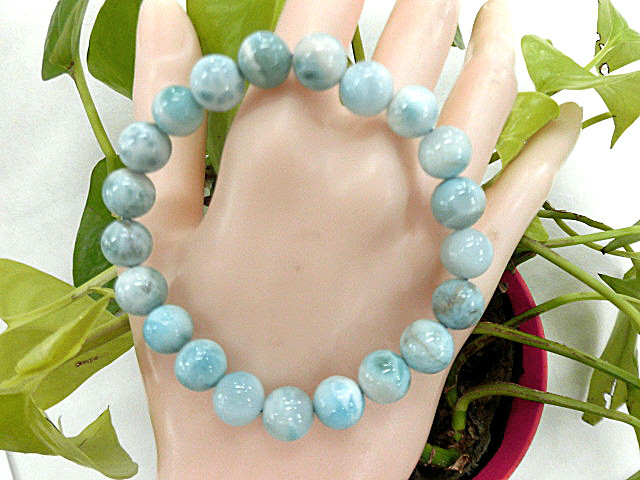 天然石 ブレスレット 三大ヒーリングストーン ラリマー9mm玉 内周18.4cm　　180101950 23,680円