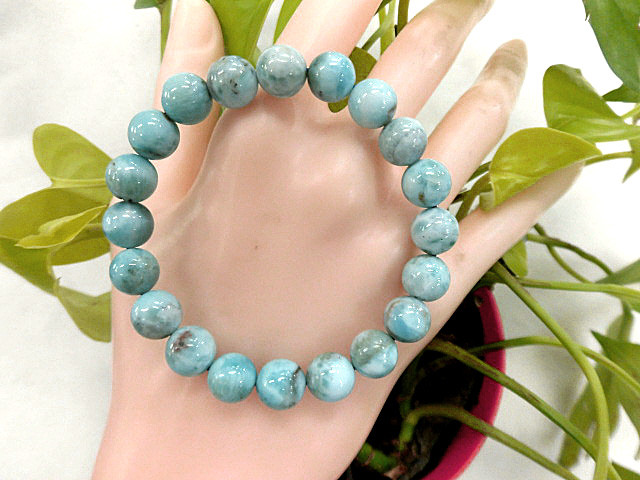 天然石 ブレスレット 三大ヒーリングストーン ラリマー9mm玉 内周17.2cm　　180101952 22,000円