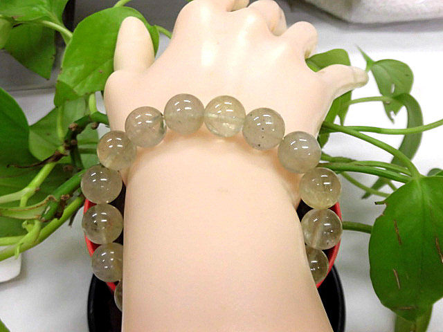 天然石 金針ルチルクォーツ11～11.5mm玉ブレスレット 内周18.3cm　　　180101979