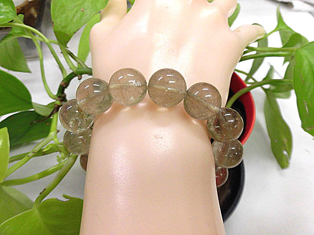 天然石 金針ルチルクォーツ13mm玉ブレスレット 内周16.8cm　　　180101985