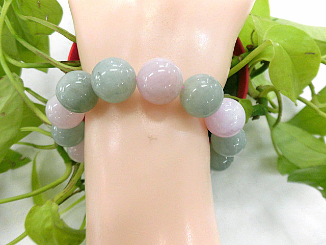 天然石 モルガナイト14ｍｍ玉・アクアマリン14ｍｍ玉 ブレスレット 内周18.9ｃｍ 　　　190312089