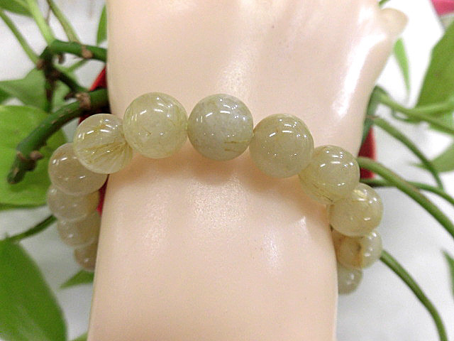 天然石 金針ルチルクォーツ10.5mm玉ブレスレット 内周18.9cm　　 190312182 7,500円