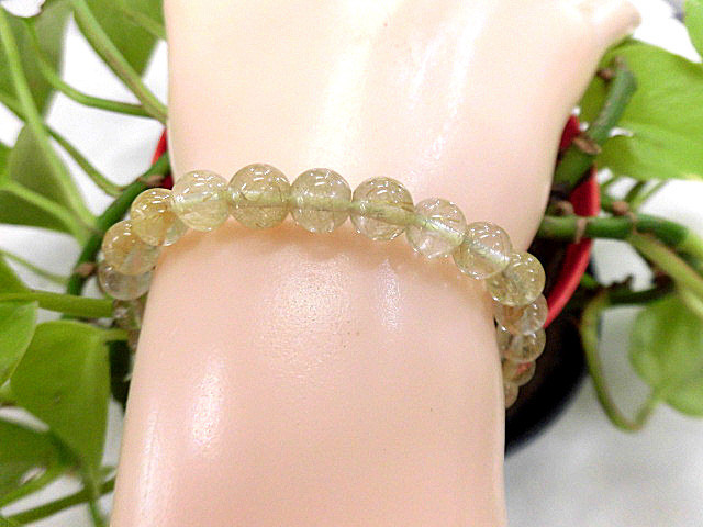 天然石 金針ルチルクォーツ7mm玉ブレスレット 内周17cm　　　190312199