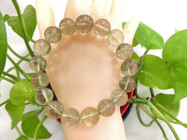 天然石 金針ルチルクォーツ11.5ｍｍ～12.5mm玉ブレスレット 内周19.4cm　　　190312249