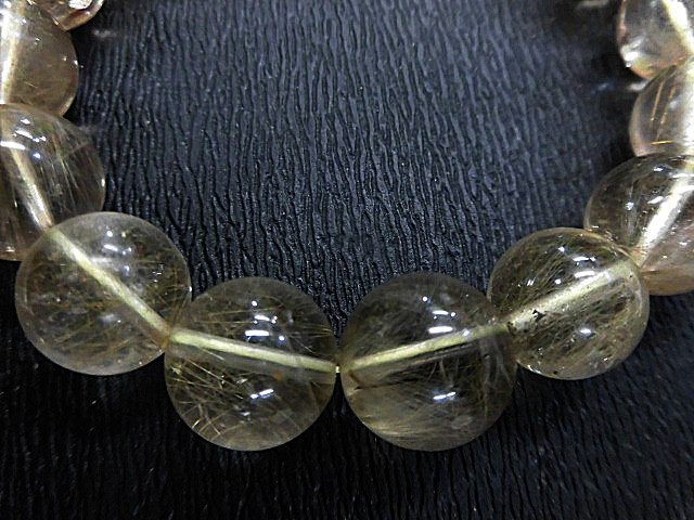 天然石 金針ルチルクォーツ11.5ｍｍ～12.5mm玉ブレスレット 内周19.4cm　　　190312249