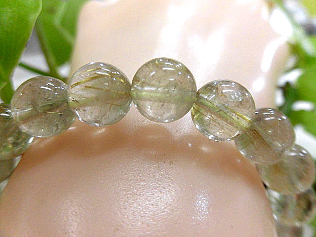 天然石 金針ルチルクォーツ9ｍｍ玉ブレスレット 内周18.9cm　　　190312274
