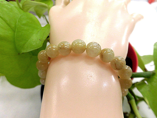 天然石 金針ルチルクォーツ8.5ｍｍ玉ブレスレット 内周17.4cm　　　190312277