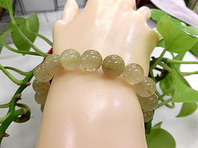 天然石 金針ルチルクォーツ10ｍｍ玉ブレスレット 内周19cm　　　190312292