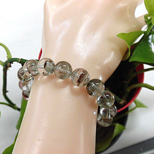 天然石 ファントムクォーツ11mm玉ブレスレット 内周17cm 190312686