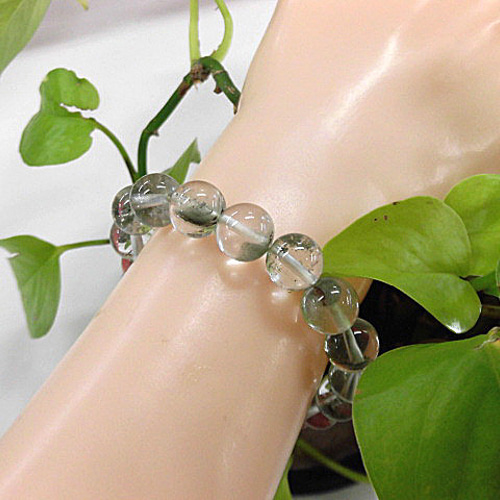 天然石 ガーデンクォーツ11mm玉ブレスレット 内周18.1cm 190312744