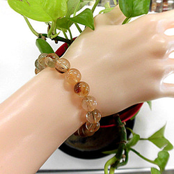 ラビットヘアルチルブレスレット　9ミリ　NO.131 金運を高め、ビジネスを成功に導くパワーストーン<br>財力 金運