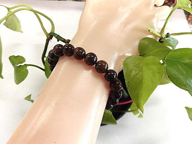 天然石 極満針 銅針ルチルクォーツ8ｍｍ玉ブレスレット 内周16.6cm    190312912