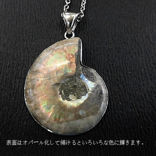 天然石 マダガスカル産 クレオニセラスアンモナイトネックレス