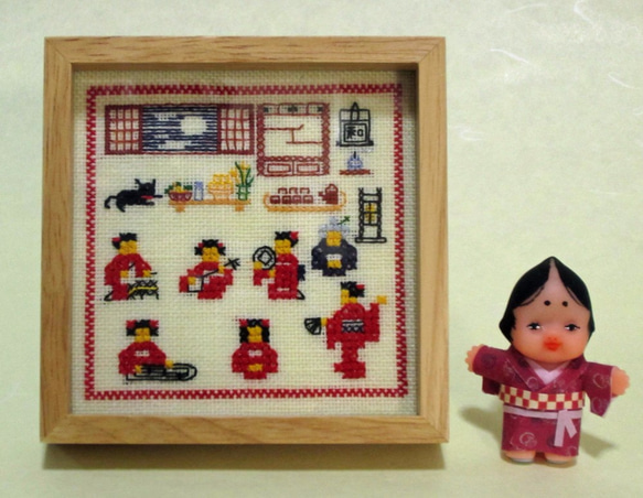 アンティーク　サンプラー　リネンクロスステッチ　刺繍　子供　孫　大作　アメリカ アンティーク サンプラー リネンクロスステッチ 刺繍 歩き回ら