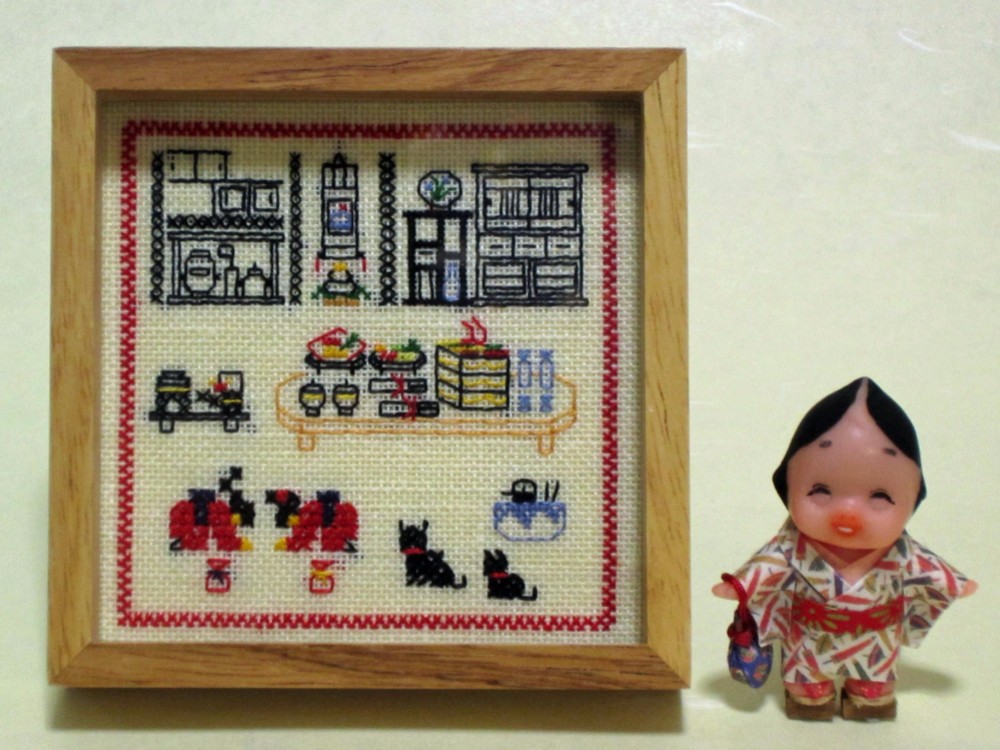 歳時記の家シリーズ・お年始（クロスステッチ　刺繍）
