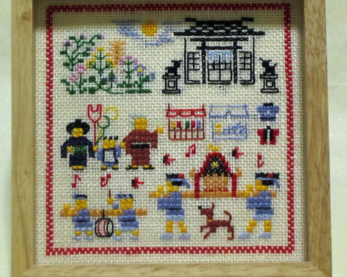 歳時記の家シリーズ・秋まつり（クロスステッチ 刺繍） その他アート