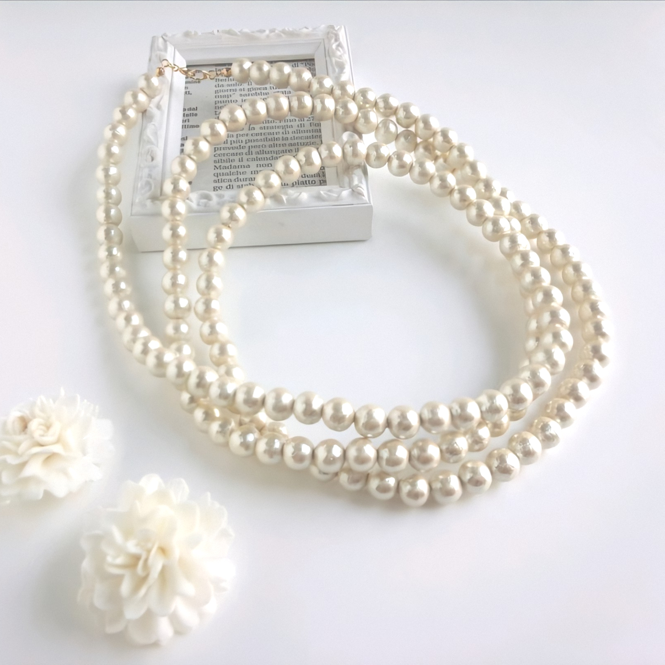 大人気✧︎コットンパールスーパーロングネックレス8㎜  118㎝　フォーマル 卒業 卒園 入園 入学N030