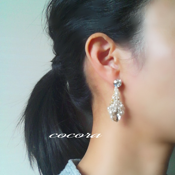 水晶珍珠耳環體積P424（耳環） 第4張的照片