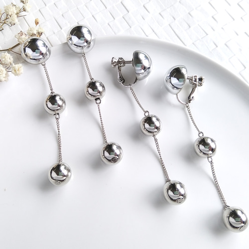 大人気✧︎シルバーボールチェーンピアス/イヤリング サージカル