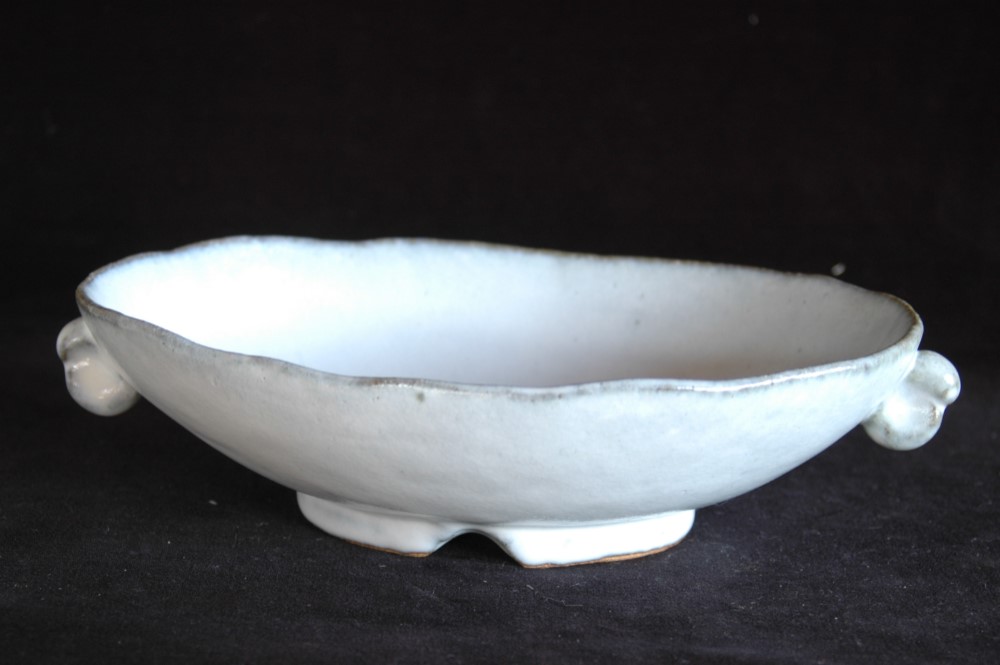 Creema限定　２、白釉だ円耳付き中鉢（ペア）