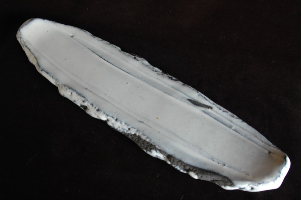 Creema限定　６６、白釉かけ流し長皿（大）