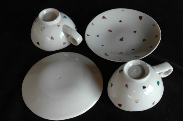 数量限定ハンドメイド2019　１、上絵紅茶碗皿♡（ペア） 5枚目の画像