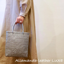 Leather mesh mini bag(シルバーカラー） 2枚目の画像