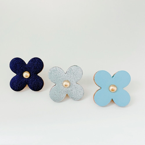 クローバーピンブローチ3個セット（アクア） ブローチ Allamanda
