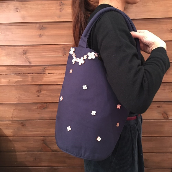 【オンライン限定商品￥4,950→￥3,500】No.321ベーカリートートバッグ（バッグ色Navy) 3枚目の画像