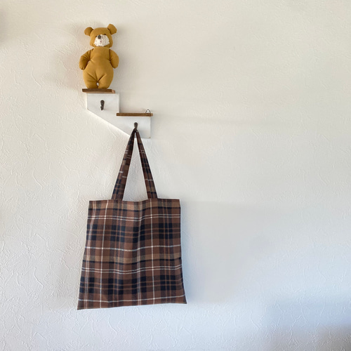 ブラウンチェックの肩掛けトート トートバッグ ポペンキー 通販