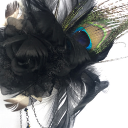 黒い羽のコサージュNo3 2枚目の画像