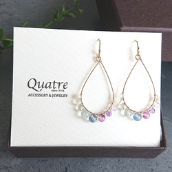 no.55天然石マザーオブパール薔薇ブラウンピアス/イヤリング