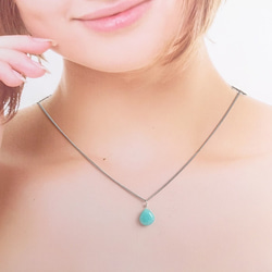 アマゾナイト【Amazonite】 ひと粒ネックレス（シルバー色） 2枚目の画像