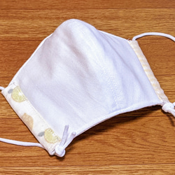 夏マスク!シングルガーゼをかけたレモン柄とストライプ柄の木綿生地と白色の２重ガーゼの立体マスク　(不織布入り) 5枚目の画像