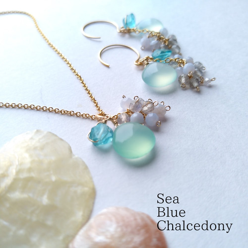 Sold☆再販×②【1点もの】海の色☆シーブルーカルセドニー×アパタイト 