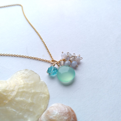 Sold☆再販×②【1点もの】海の色☆シーブルーカルセドニー