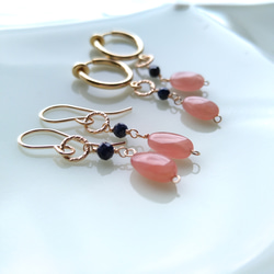 Sold★再販×14】Fruta dulce-c＊ サファイア& インカローズピアス14kgf 2枚目の画像