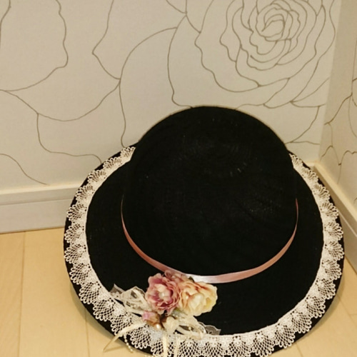 ソフィーの帽子 アンティークな黒 ハット cherry 世界にひとつだけの