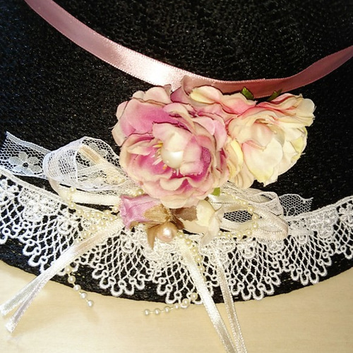 ソフィーの帽子 アンティークな黒 ハット cherry 世界にひとつだけの