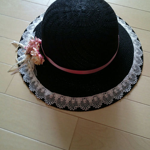 ソフィーの帽子 アンティークな黒 ハット cherry 世界にひとつだけの