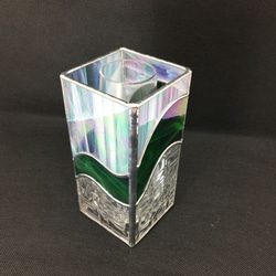 Glass Vase Green Ribon　花瓶　ステンドグラス 10枚目の画像