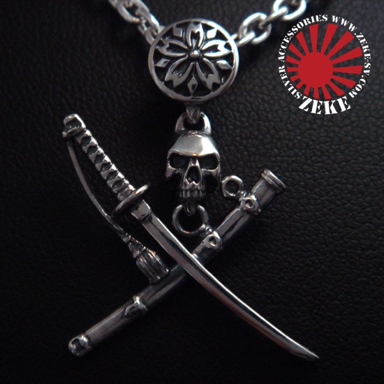 海軍刀首飾り〔カイグントウクビカザリ〕　（日章旗　髑髏　スカル　太刀）
