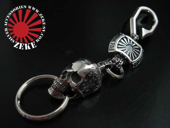 零式〔レイシキ〕キーチェーン　（髑髏　スカル　日章旗　旭日旗）