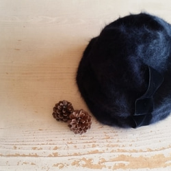 アンゴラ･ファーのニット帽(ブラック)［再販］ 1枚目の画像