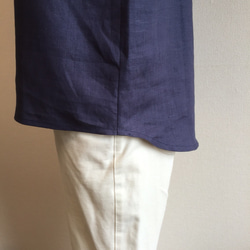 再販 リネンの袖フリルプルオーバー/ネイビーパープル 4枚目の画像