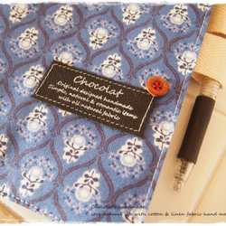 B6サイズ手帳カバー北欧風ブルーの小花＆革タグ　夢かな手帳　星のダイアリー対応 2枚目の画像