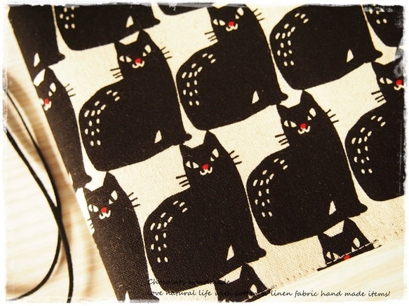 ほぼ日手帳対応カバーカズンサイズ A5手帳カバー クロネコ ねこ 猫 黒猫 2枚目の画像
