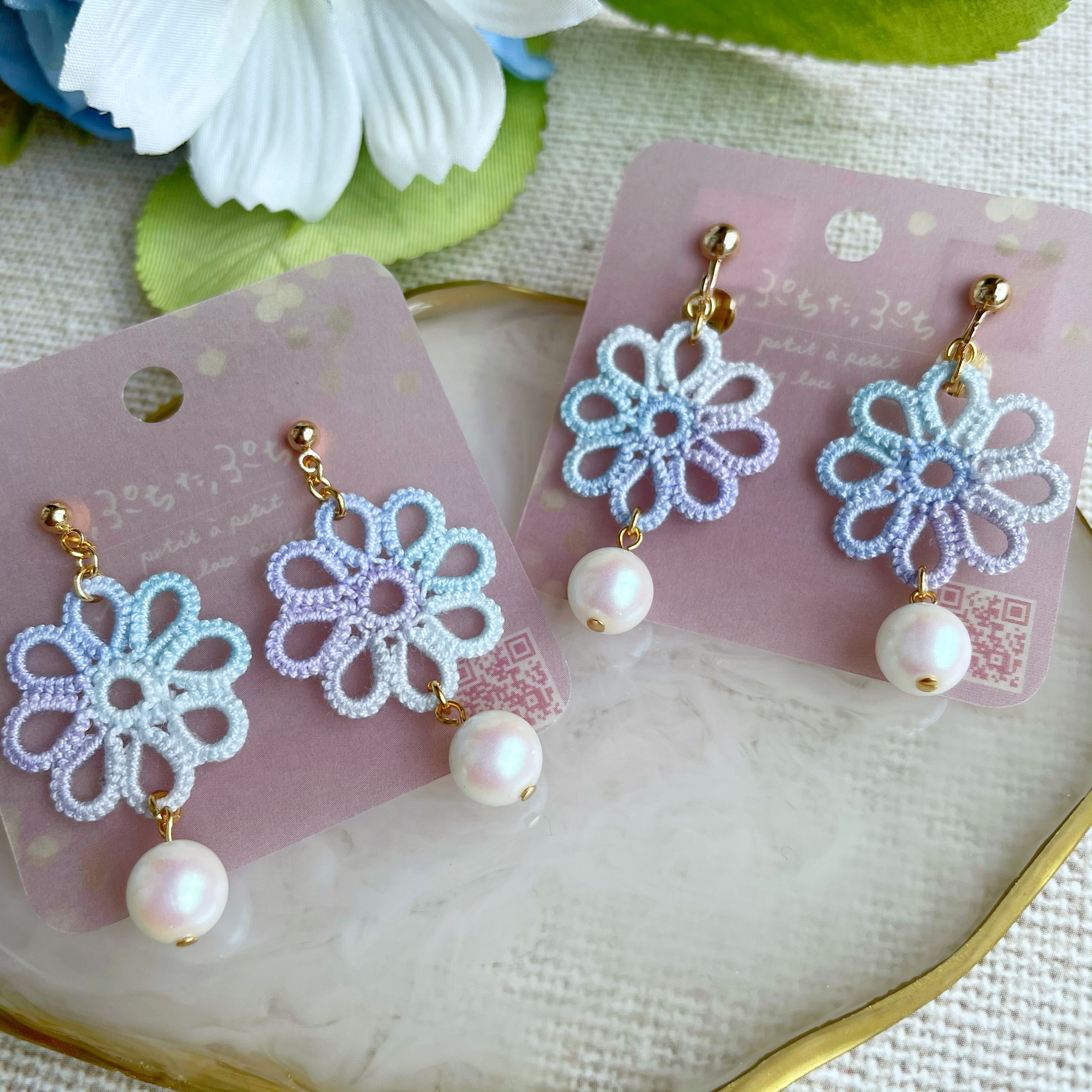 お好きなお色で⚘タティングレース❅ピアス/イヤリング