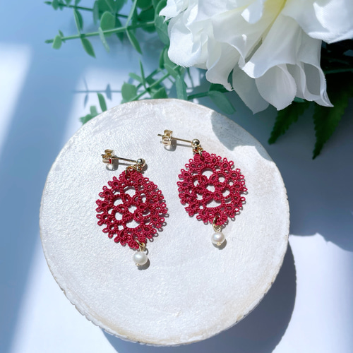お好きなお色で⚘タティングレース❅ピアス/イヤリング ピアス（フック 